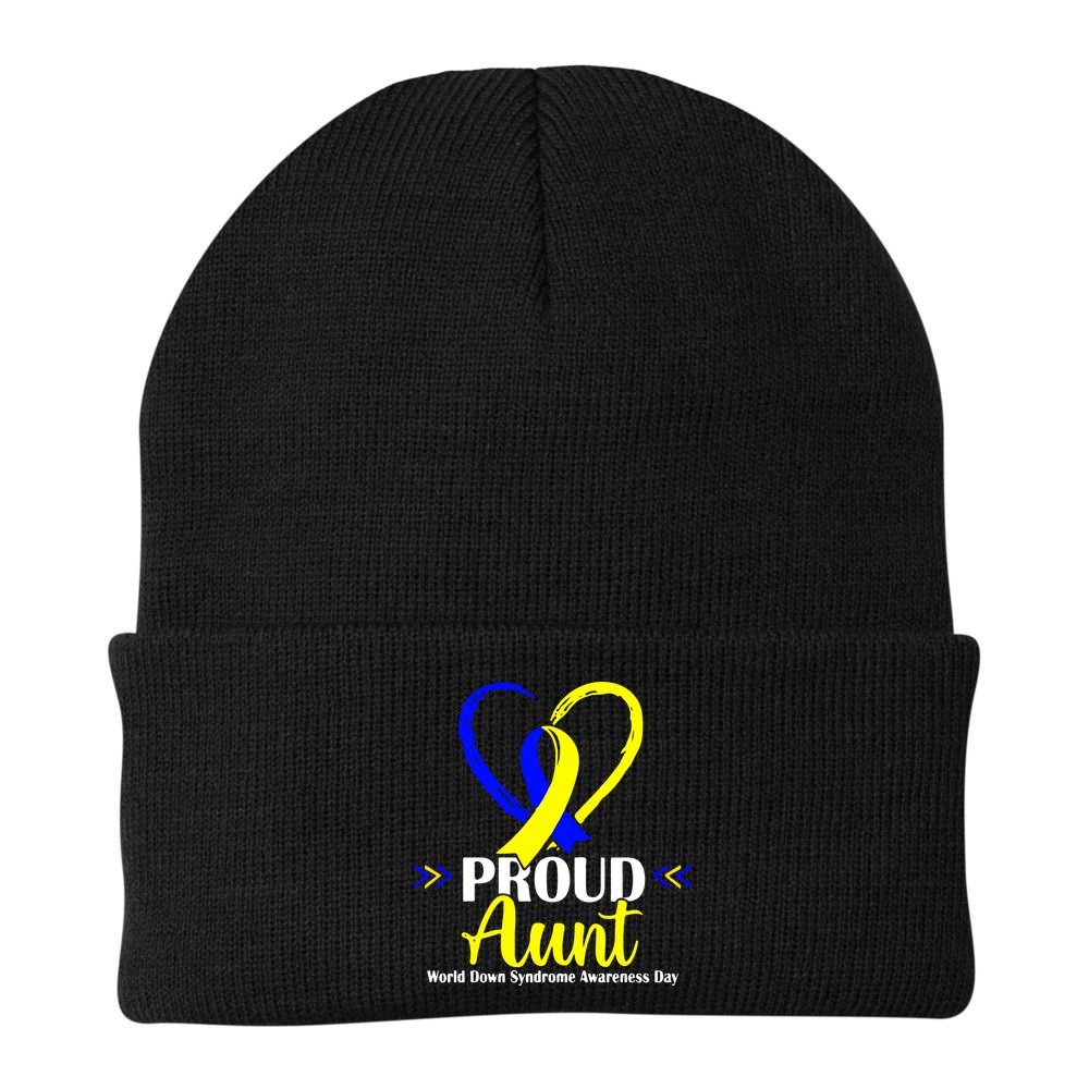 Heart Proud Aunt World Down Syndrome Awareness Day Gift Beanie