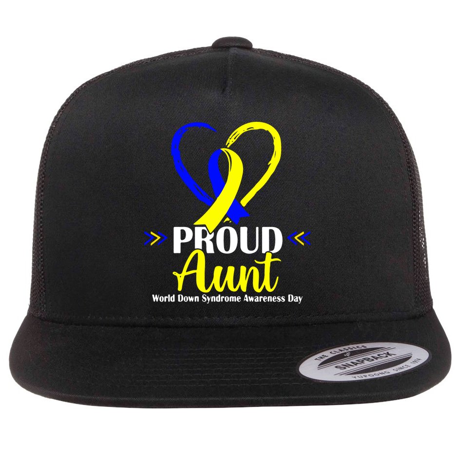 Heart Proud Aunt World Down Syndrome Awareness Day Gift Flat Bill Trucker Hat