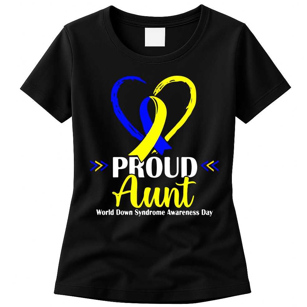 Heart Proud Aunt World Down Syndrome Awareness Day Gift Womens T-Shirt
