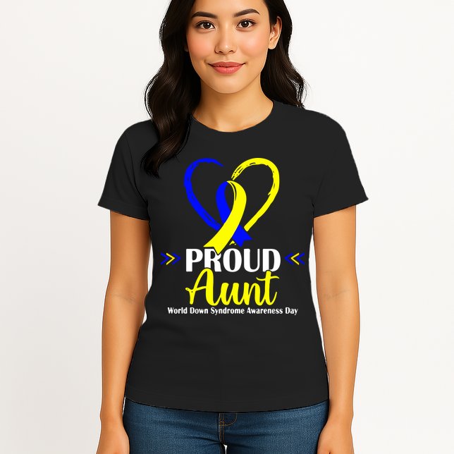 Heart Proud Aunt World Down Syndrome Awareness Day Gift Womens T-Shirt