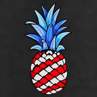 Hawaiian Pineapple American Flag 4th Of July Gift 7 Panel Mesh Trucker Snapback Hat