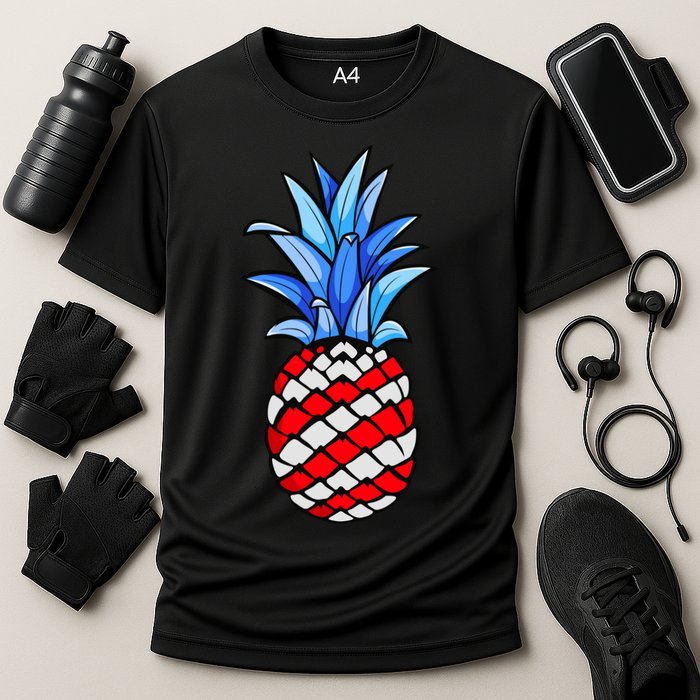 Hawaiian Pineapple American Flag 4th Of July Gift Cooling Performance Crew T-Shirt