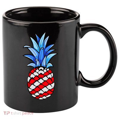 Hawaiian Pineapple American Flag 4th Of July Gift 11oz C Handle Ceramic Mug