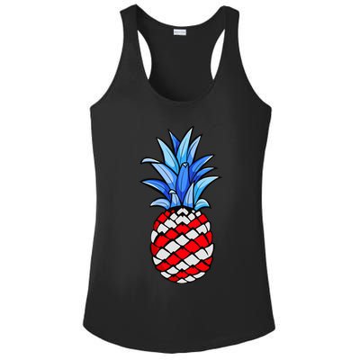 Hawaiian Pineapple American Flag 4th Of July Gift Ladies PosiCharge Competitor Racerback Tank