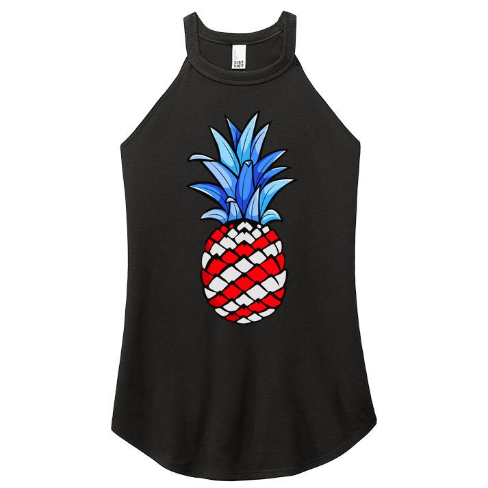 Hawaiian Pineapple American Flag 4th Of July Gift Women's Perfect Tri Rocker Tank
