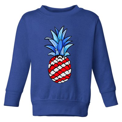 Hawaiian Pineapple American Flag 4th Of July Gift Toddler Sweatshirt