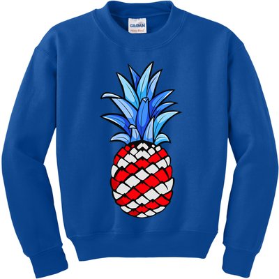Hawaiian Pineapple American Flag 4th Of July Gift Kids Sweatshirt