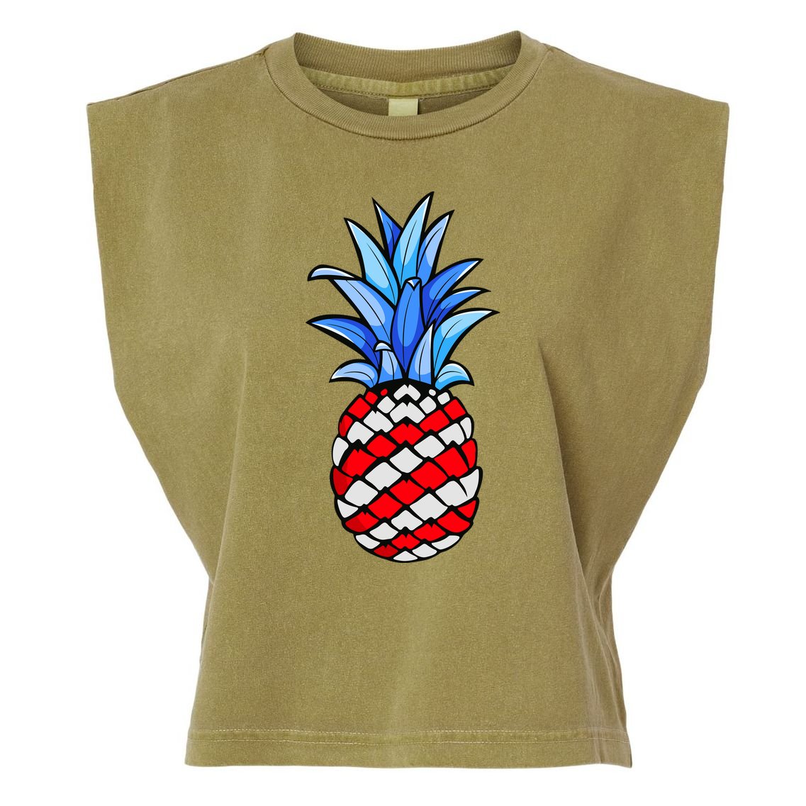 Hawaiian Pineapple American Flag 4th Of July Gift Garment-Dyed Women's Muscle Tee