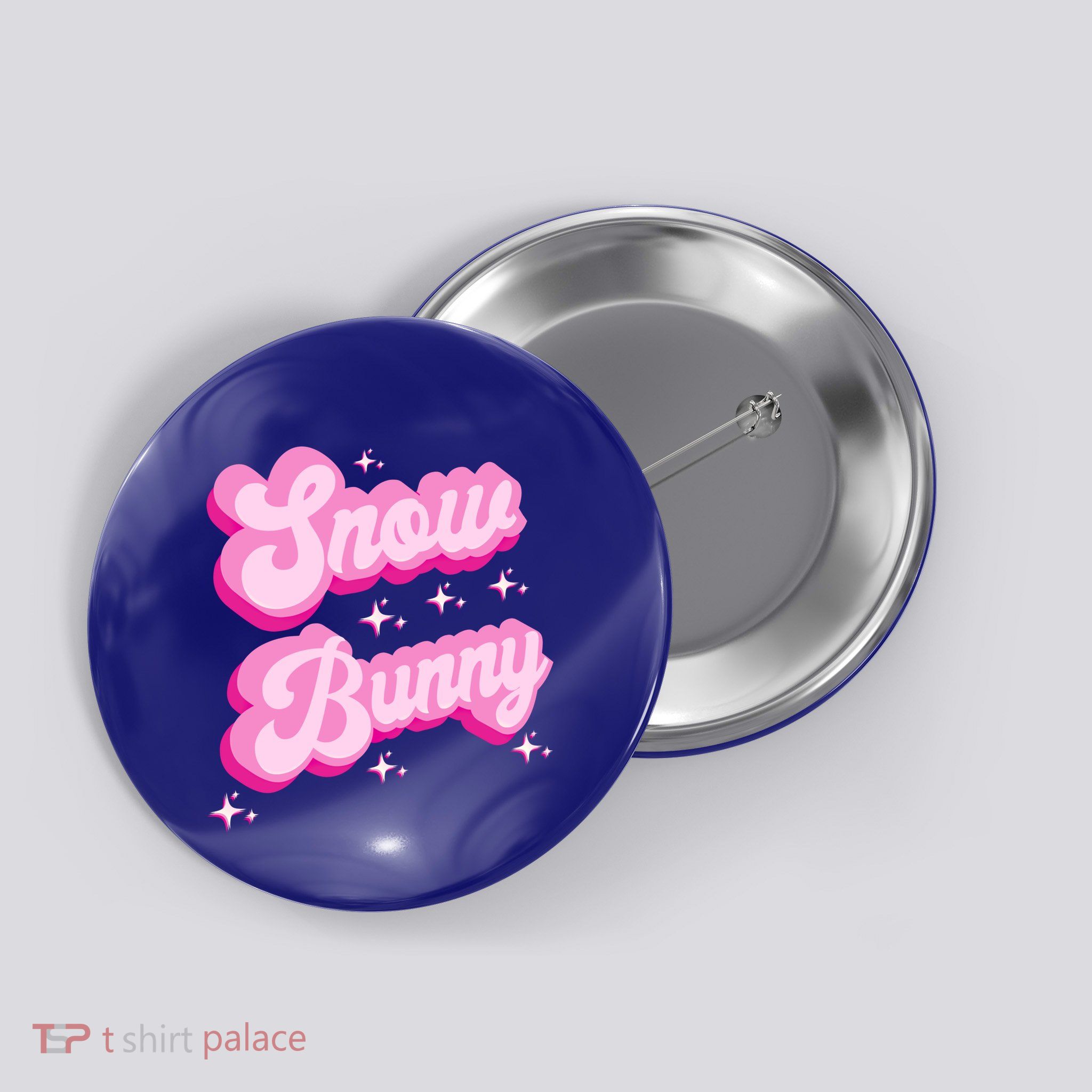 Hot Pink Aesthetic Ski Lover Winter Wonderland Snow Bunny Gift Button