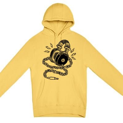 Head Phone And Chain Premium Pullover Hoodie