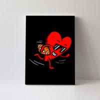 Heart Playing American Football Valentines Day Sports Canvas