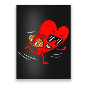 Heart Playing American Football Valentines Day Sports Poster