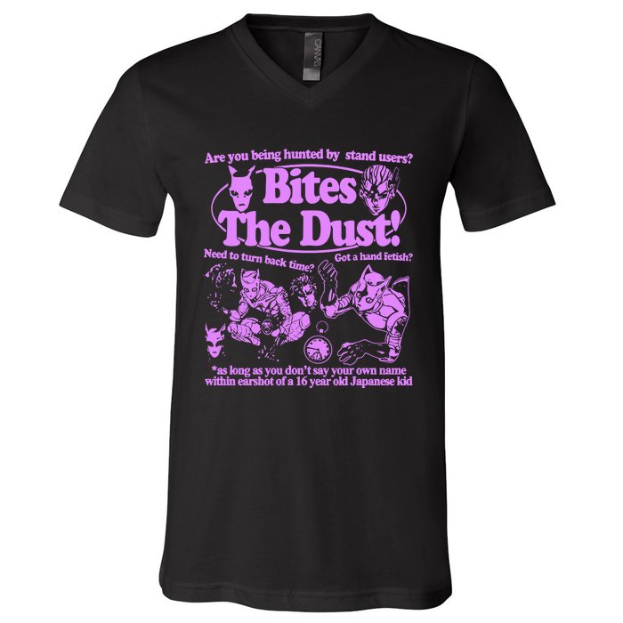 Hoshi Pieces Are You Being Hunted By Stand Users Bites The Dust V-Neck T-Shirt