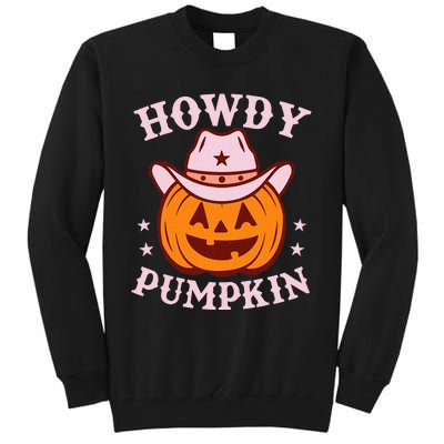 Howdy Pumpkin Autumn Western Halloween Vintage Rodeo Cowgirl Tall Sweatshirt