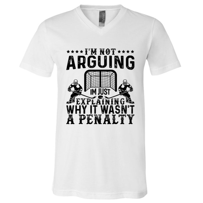 Hockey Player Arguing Gift Funny Hockey V-Neck T-Shirt