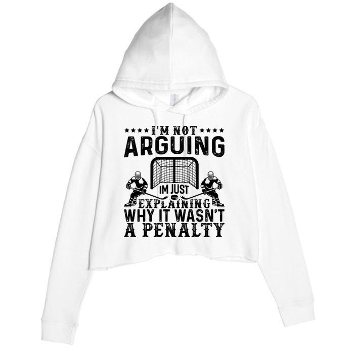 Hockey Player Arguing Gift Funny Hockey Crop Fleece Hoodie