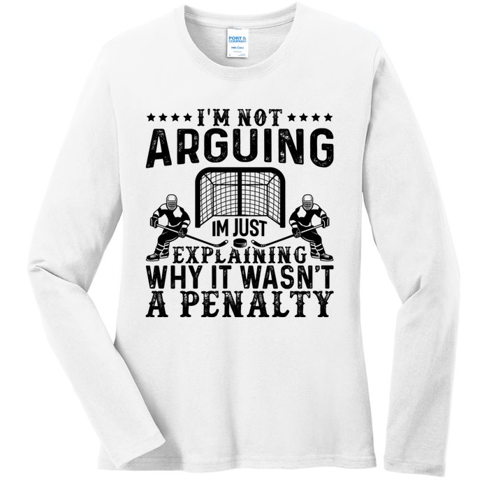 Hockey Player Arguing Gift Funny Hockey Ladies Long Sleeve Shirt