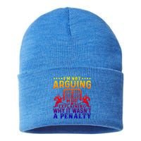 Hockey Player Arguing Gift Funny Ice Hockey Cool Gift Sustainable Knit Beanie