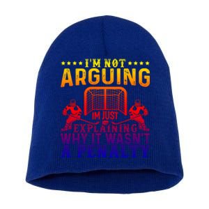 Hockey Player Arguing Gift Funny Ice Hockey Cool Gift Short Acrylic Beanie