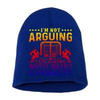 Hockey Player Arguing Gift Funny Ice Hockey Cool Gift Short Acrylic Beanie