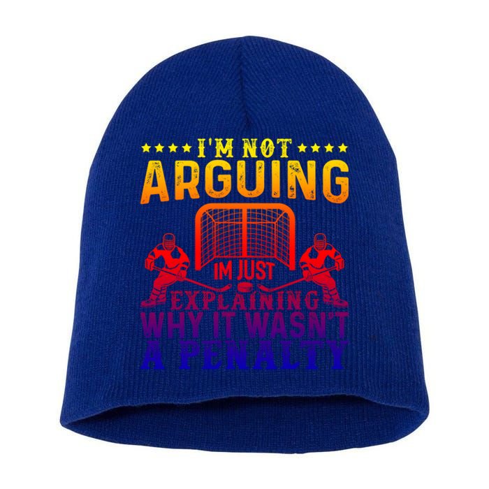 Hockey Player Arguing Gift Funny Ice Hockey Cool Gift Short Acrylic Beanie