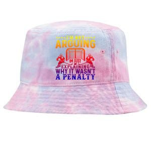 Hockey Player Arguing Gift Funny Ice Hockey Cool Gift Tie-Dyed Bucket Hat