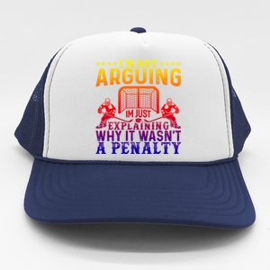 Hockey Player Arguing Gift Funny Ice Hockey Cool Gift Trucker Hat