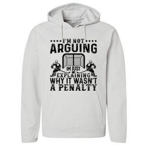 Hockey Player Arguing Gift Funny Hockey Performance Fleece Hoodie