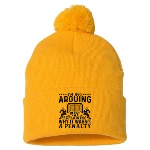 Hockey Player Arguing Gift Funny Hockey Pom Pom 12in Knit Beanie