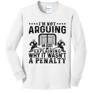 Hockey Player Arguing Gift Funny Hockey Kids Long Sleeve Shirt