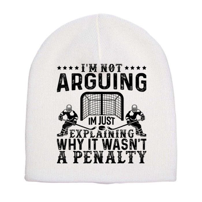 Hockey Player Arguing Gift Funny Hockey Short Acrylic Beanie