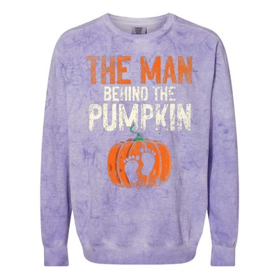 Halloween Pregnancy Announcement The Man Behind The Pumpkin Colorblast Crewneck Sweatshirt