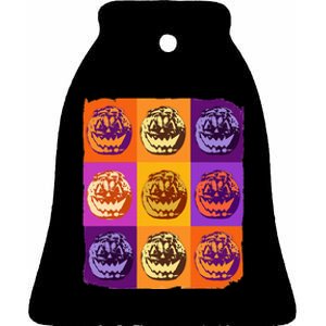 Halloween Pop Art Pumpkin Lover Ceramic Bell Ornament