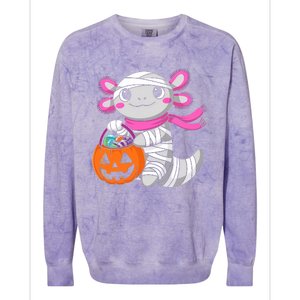 Halloween Pumpkin Axolotl Mummy Colorblast Crewneck Sweatshirt