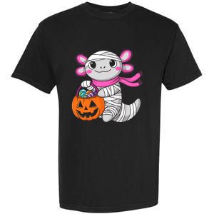 Halloween Pumpkin Axolotl Mummy Garment-Dyed Heavyweight T-Shirt