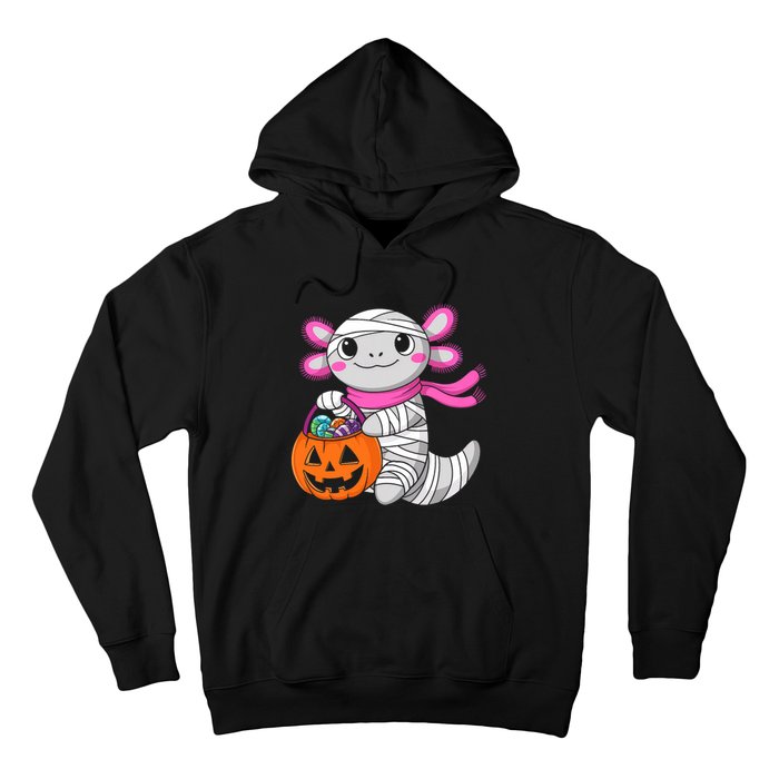 Halloween Pumpkin Axolotl Mummy Hoodie