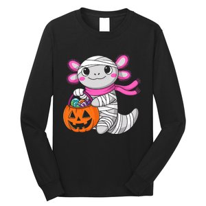 Halloween Pumpkin Axolotl Mummy Long Sleeve Shirt