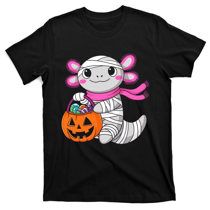 Halloween Pumpkin Axolotl Mummy T-Shirt