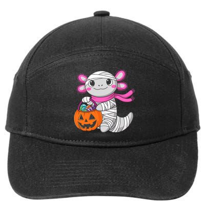 Halloween Pumpkin Axolotl Mummy 7-Panel Snapback Hat