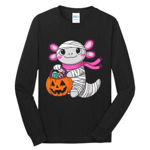 Halloween Pumpkin Axolotl Mummy Tall Long Sleeve T-Shirt