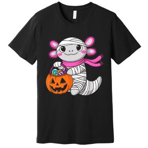 Halloween Pumpkin Axolotl Mummy Premium T-Shirt