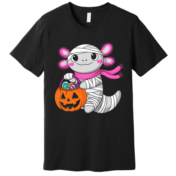 Halloween Pumpkin Axolotl Mummy Premium T-Shirt