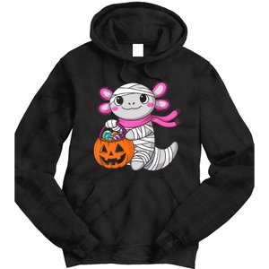 Halloween Pumpkin Axolotl Mummy Tie Dye Hoodie