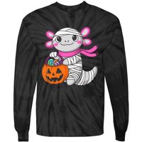 Halloween Pumpkin Axolotl Mummy Tie-Dye Long Sleeve Shirt