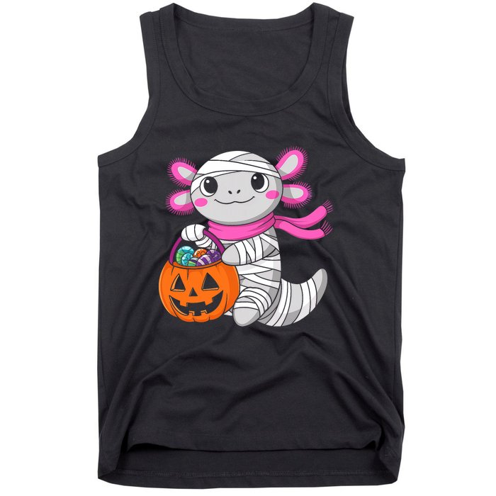 Halloween Pumpkin Axolotl Mummy Tank Top