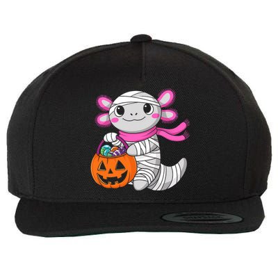 Halloween Pumpkin Axolotl Mummy Wool Snapback Cap