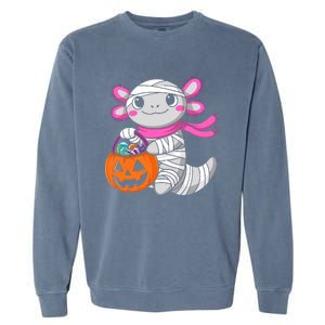 Halloween Pumpkin Axolotl Mummy Garment-Dyed Sweatshirt