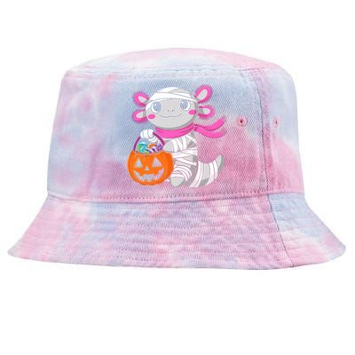 Halloween Pumpkin Axolotl Mummy Tie-Dyed Bucket Hat