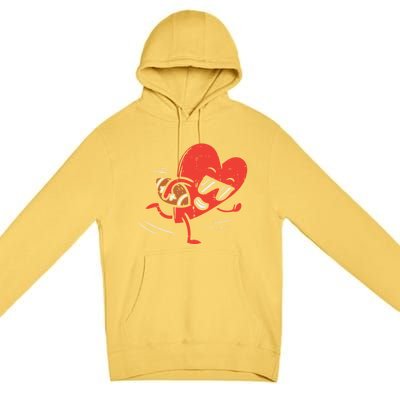 Heart Playing American Football Valentines Day Sports Gift Premium Pullover Hoodie