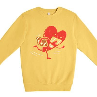 Heart Playing American Football Valentines Day Sports Gift Premium Crewneck Sweatshirt